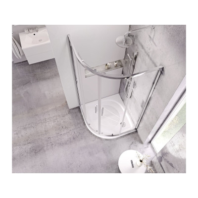 Ravak Blix Slim BLSCP4 pusapvalės dušo kabinos komplektas, 80x80, chromo spalvos profiliai