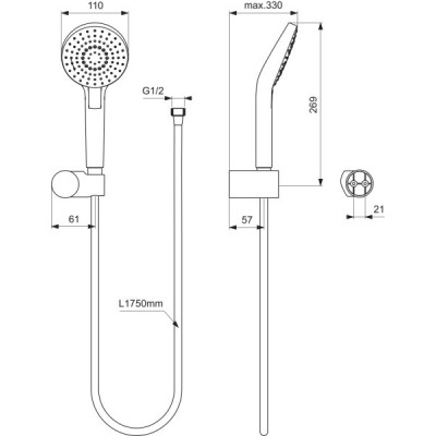Ideal Standard Ceratherm Navigo potinkinė termostatinė sistema (A7771AA)