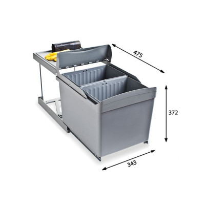 ALVEUS Albio 30 šiukšliadėžė 16l+16l, 350x475x370