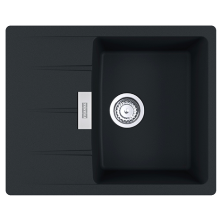 FRANKE CNG 611-62 akmens masės plautuvė, eksentrinis ventilis, nerūdijančio plieno rankenėlė ir perlaja