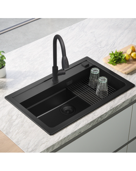 ALVEUS Atrox 40 granitinė plautuvė (Black Edition)