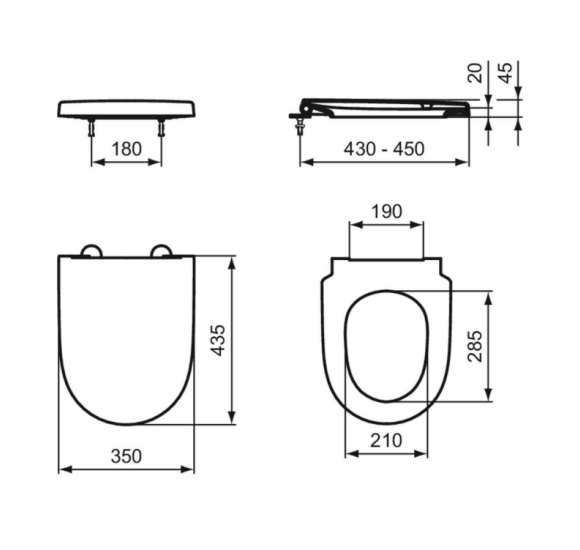 Ideal Standard i.Life O unitazo dangtis, "SoftClose" lėtas nusileidimas