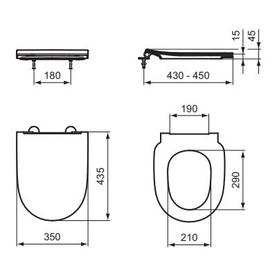 Ideal Standard i.life O plonas klozeto dangtis, "SoftClose" lėtas uždarymas
