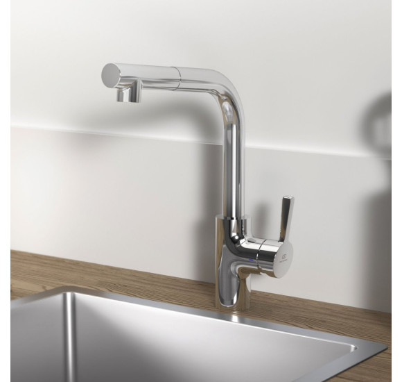 Ideal Standard Ceralife maišytuvas plautuvei su ištraukiama žarnele, L formos
