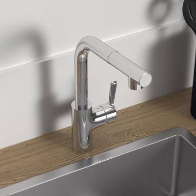 Ideal Standard Ceralife maišytuvas plautuvei su ištraukiama žarnele, L formos