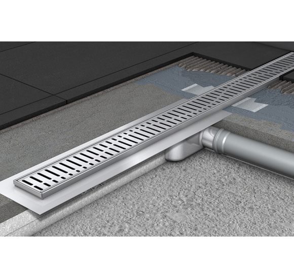 IŠPARDAVIMAS. ACO ShowerDrain M+ dušo latakas su nerūdijančio plieno grotelėmis Wave, 800 mm