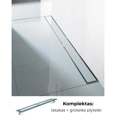 IŠPARDAVIMAS. ACO ShowerDrain M dušo latakas su grotelėmis plytelei įklijuoti, montavimui prie sienos, 900 mm