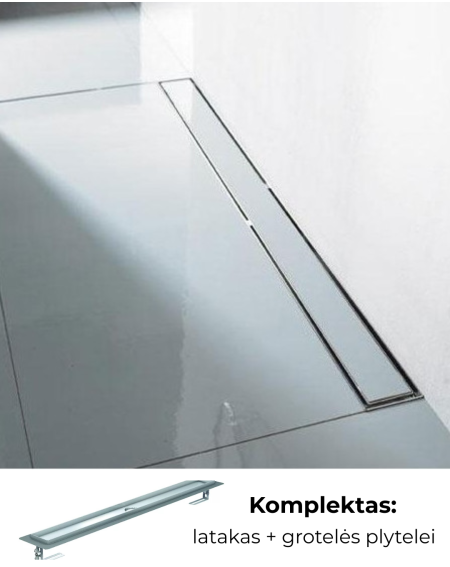 IŠPARDAVIMAS. ACO ShowerDrain M dušo latakas su grotelėmis plytelei įklijuoti, montavimui prie sienos, 900 mm