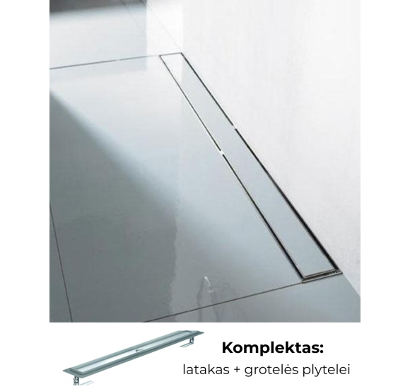 IŠPARDAVIMAS. ACO ShowerDrain M dušo latakas su grotelėmis plytelei įklijuoti, montavimui prie sienos, 900 mm