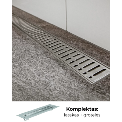 IŠPARDAVIMAS. ACO ShowerDrain M+ dušo latakas su nerūdijančio plieno grotelėmis Wave, 800 mm