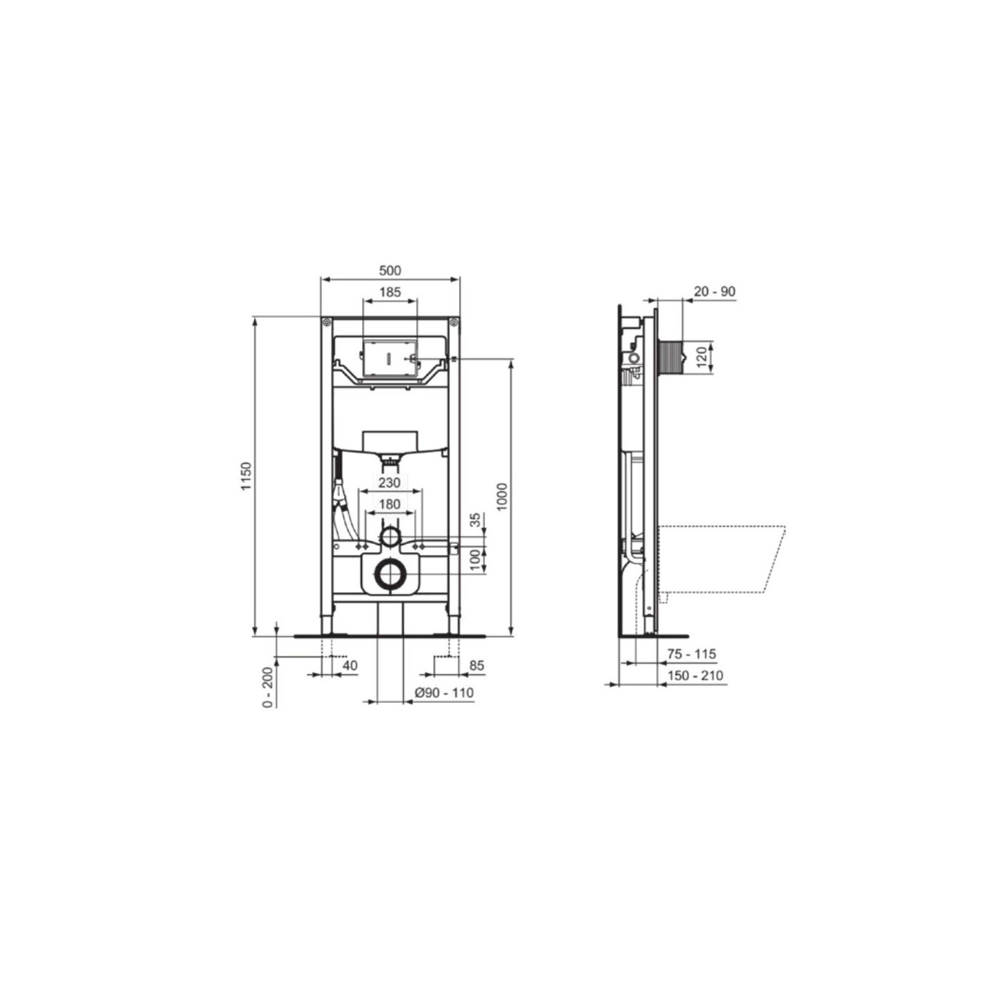 Prosys 120 Ideal Standard PROSYS 120 M potinkinis WC rėmas unitazui su bide funkcija