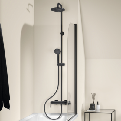 Ideal Standard Cerafine O vonios/dušo sistema juoda matinė , 20 cm apvali dušo galva