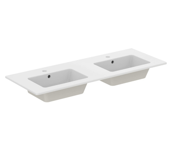 Ideal Standard Eurovit dvigubas montuojamas praustuvas 122 cm, su persipylimo anga, baltos blizgios spalvos
