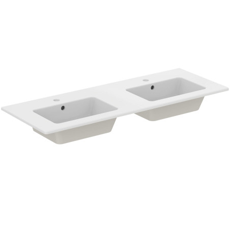 Ideal Standard Eurovit dvigubas montuojamas praustuvas 122 cm, su persipylimo anga, baltos blizgios spalvos
