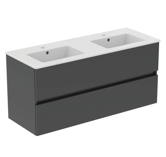 Ideal Standard Eurovit dvigubas montuojamas praustuvas 122 cm, su persipylimo anga, baltos blizgios spalvos