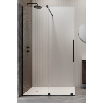 Radaway Furo Black Walk in stumdoma dušo pertvara 100-160cm