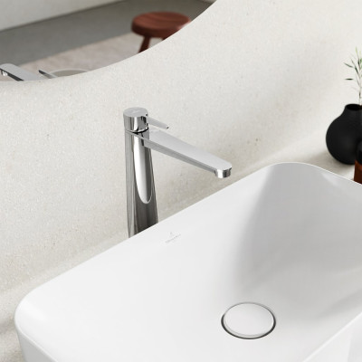 Villeroy&Boch Conum aukštas praustuvo maišytuvas su "Push-open" dugno vožtuvu, juoda matinė