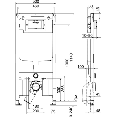 VIEGA Prevista Dry potinkinis WC rėmas, 8cm storio