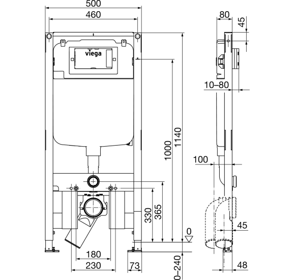 VIEGA Prevista Dry potinkinis WC rėmas, 8cm storio