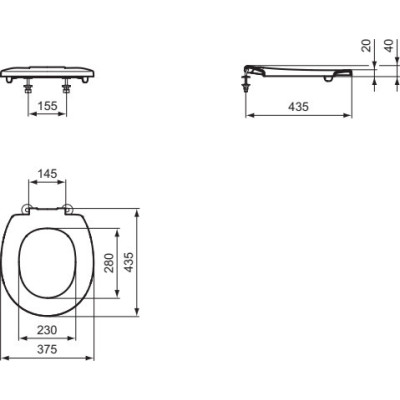 Ideal Standard Contour 21 klozeto sėdynė be dangčio