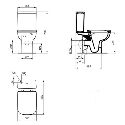 Ideal Standard i.life A pastatomo klozeto bakelis su pajungimu iš apačios