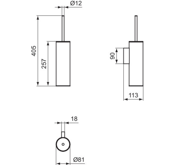 Ideal Standard Connect WC šepetys su pakabinamu ant sienos laikikliu