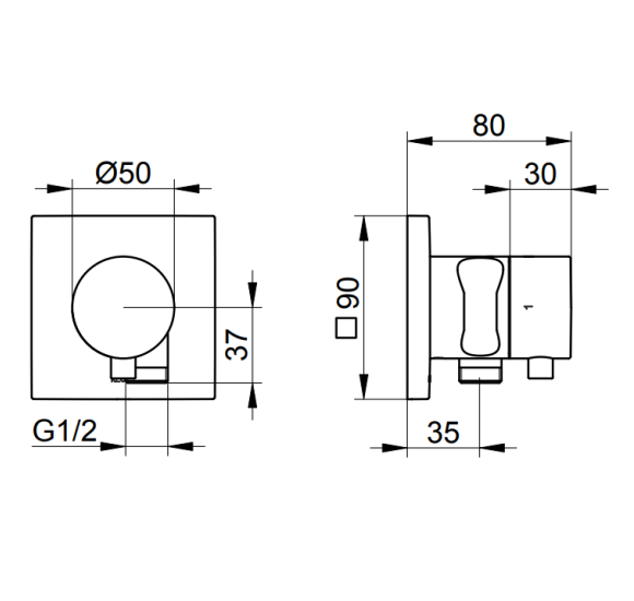 Keuco IXMO potinkinė termostatinė dušo sistema, 250 mm dušo galva, šlifuotas paviršius - juoda spalva