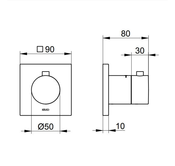 Keuco IXMO potinkinė termostatinė dušo sistema, 250 mm dušo galva, šlifuotas paviršius - juoda spalva