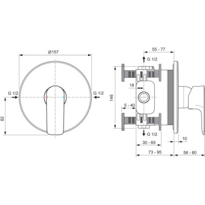 Ideal Standard Connect Air potinkinis dušo/vonios maišytuvas, 1 krypties, PVD danga