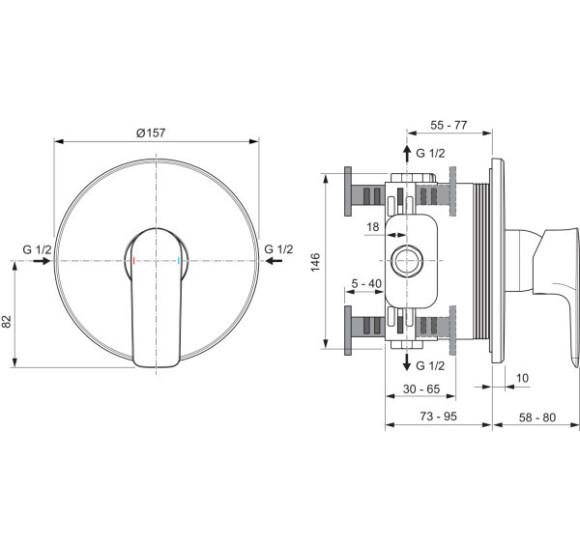 Ideal Standard Connect Air potinkinis dušo/vonios maišytuvas, 1 krypties, PVD danga