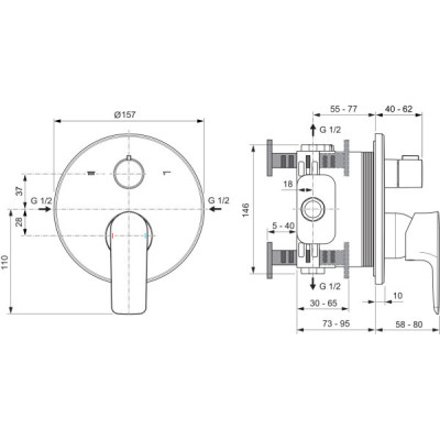 Ideal Standard Connect Air potinkinis dušo/vonios maišytuvas, 2 krypčių, PVD danga