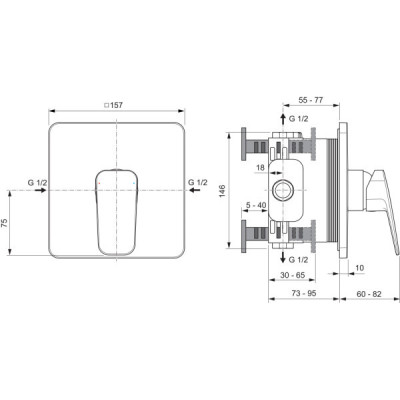 Ideal Standard Ceraplan potinkinis maišytuvas, 1 krypties, 27.9 l/min