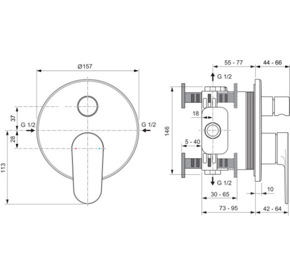 Ideal Standard Cerafine O Nuovo potinkinis dušo/vonios maišytuvas, 2 krypčių, automatinis diverteris