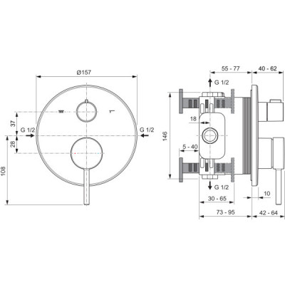 Ideal Standard Ceraline Nuovo potinkinis dušo/vonios maišytuvas, 2 krypčių