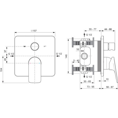 Ideal Standard Ceralife C potinkinis dušo/vonios maišytuvas, 2-jų krypčių