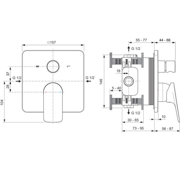 Ideal Standard Ceralife C potinkinis dušo/vonios maišytuvas, 2-jų krypčių