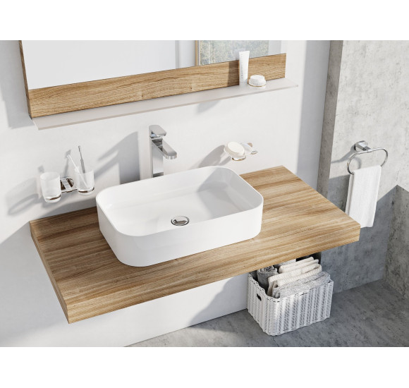 RAVAK pastatomas ant stalviršio Ceramic 550 R Slim praustuvas, baltas