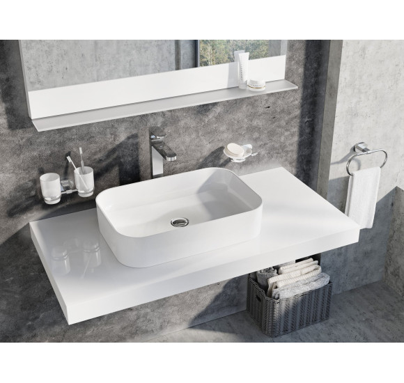 RAVAK pastatomas ant stalviršio Ceramic 550 R Slim praustuvas, baltas