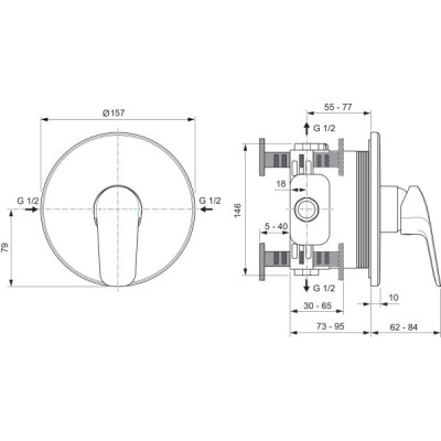 Ideal Standard Ceraflex 2027 potinkinis maišytuvas, 1 krypties