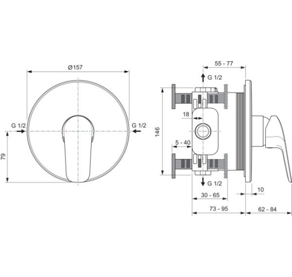 Ideal Standard Ceraflex 2027 potinkinis maišytuvas, 1 krypties