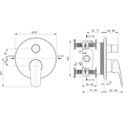 Ideal Standard Ceraflex 2027, potinkinis maišytuvas dušui/voniai, 2 krypčių, automatinis diverteris