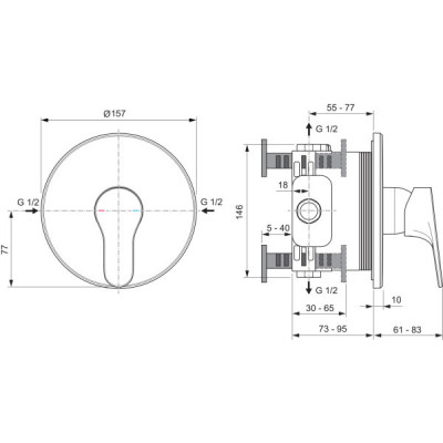 Ideal Standard Cerabase potinkinis maišytuvas dušui, 1 krypties