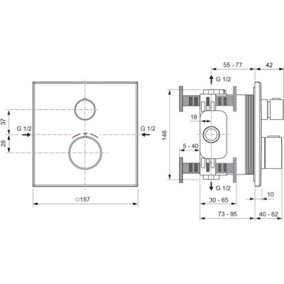 Ideal Standard Ceratherm Navigo C potinkinis termostatinis maišytuvas, 1 krypties
