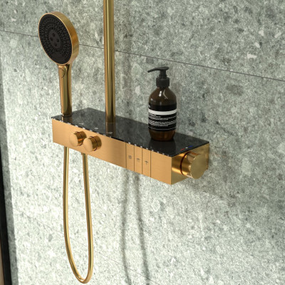 Ideal Standard Ceratherm Solos termostatinė dušo sistema, 3 srovių 300 mm "lietaus" dušo galva