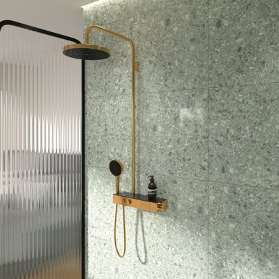 Ideal Standard Ceratherm Solos termostatinė dušo sistema, 3 srovių 300 mm "lietaus" dušo galva