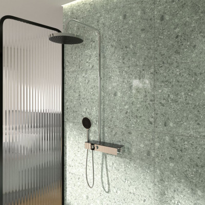Ideal Standard Solos termostatinė dušo sistema, 300mm "lietaus" dušo galva