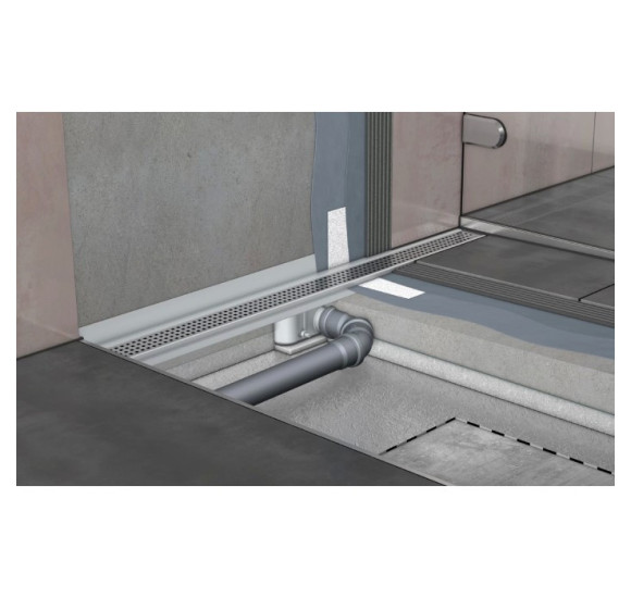 ACO ShowerDrain C latakas, su nerūdijančiojo plieno trapu, montuojamas prie sienos, aukštis  92mm