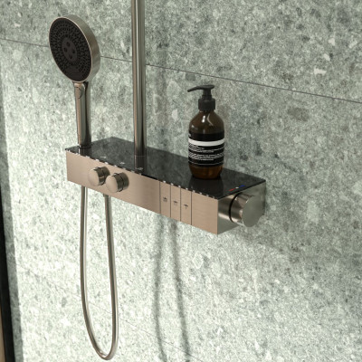 Ideal Standard Ceratherm Solos virštinkinė termostatinė dušo sistema, 3 srovių 330mm dušo galva su apšvietimu