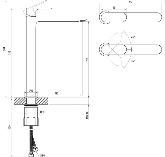 Ravak Eleganta 335mm maišytuvas be perpylimo EL 015.00