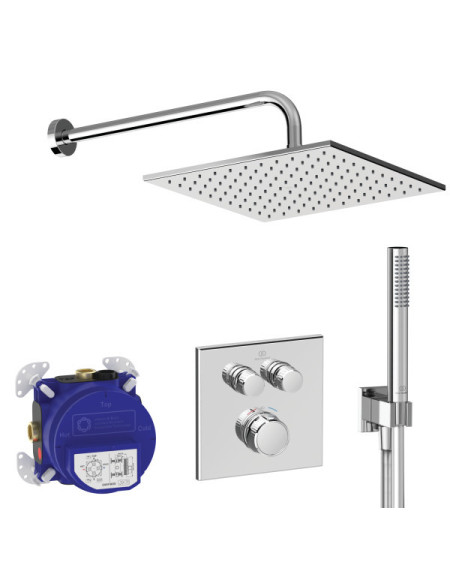 Ideal Standard Ceratherm Navigo kvadratinės potinkinės dušo sistemos komplektas, chromo spalvos, A7773AA